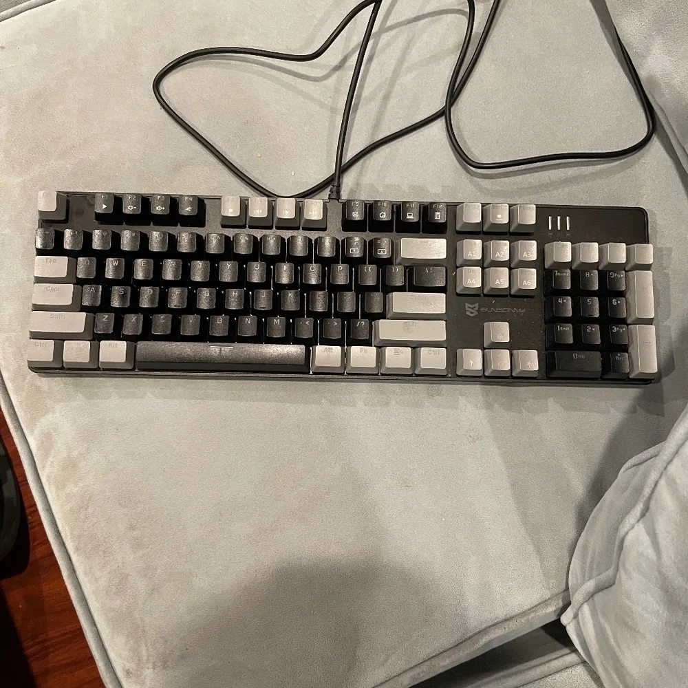 Mechanical keyboard, brown switches, gaming, any device white lights.